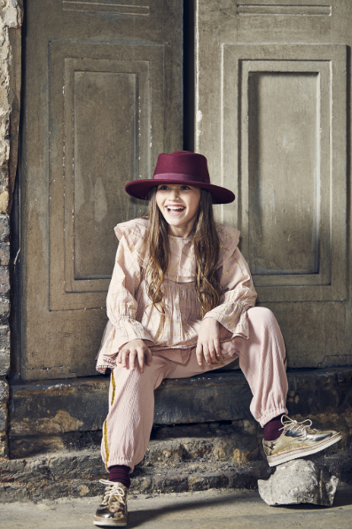 CREPE PANTS WITH METALLIC SIDE STRIPE-BLUSH