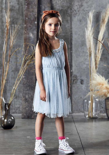 HAND EMBROIDERED ICE BLUE DRESS