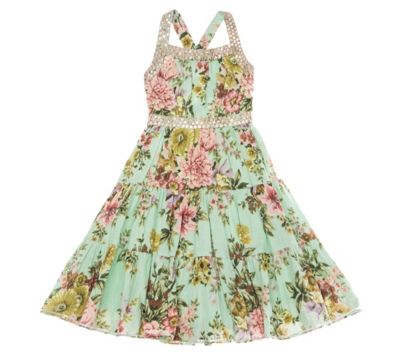 DELIA DRESS -AQUA FLORAL MAXI