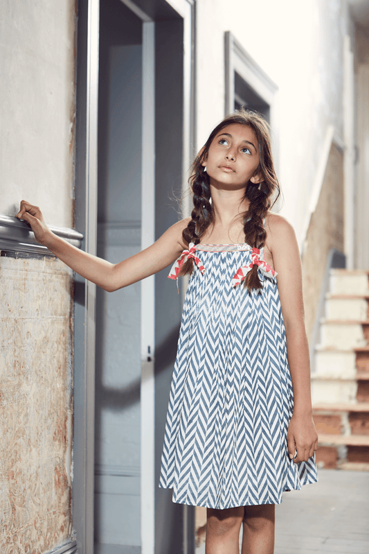 MILA DRESS - GREY CHEVRON