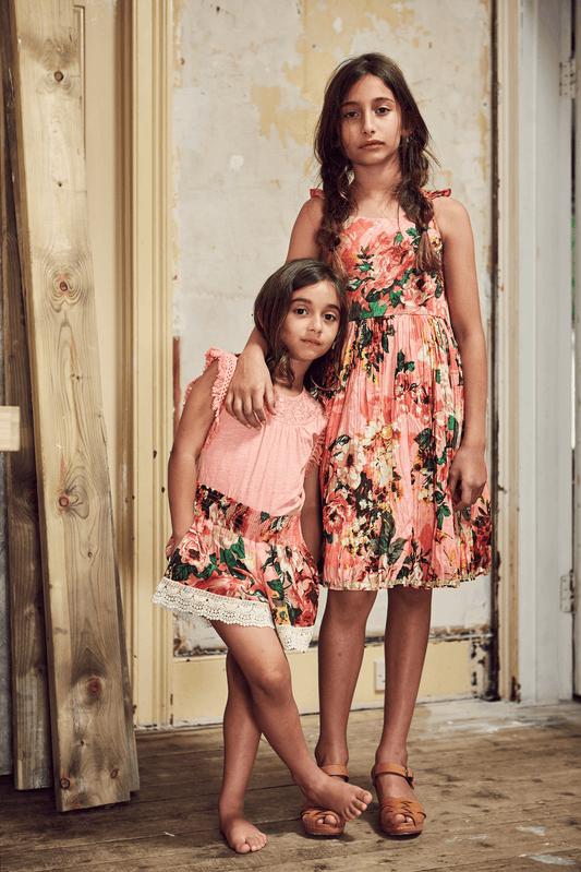 ALIA DRESS - PEACH FLORAL