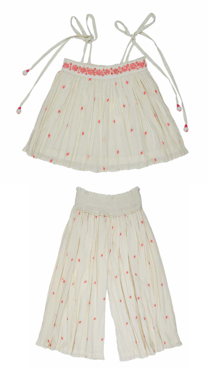 GAUZE CULOTTE SET-CREAM