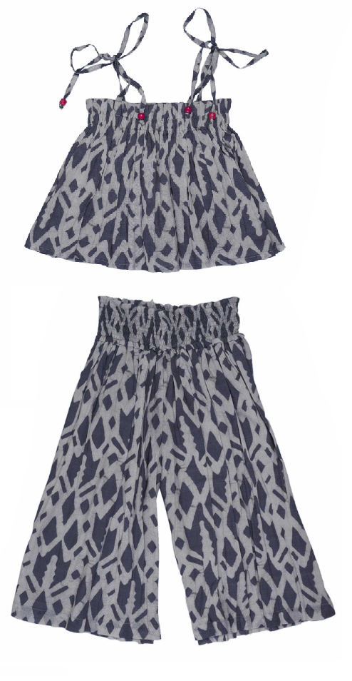 GREY BATIK CULOTTES SET