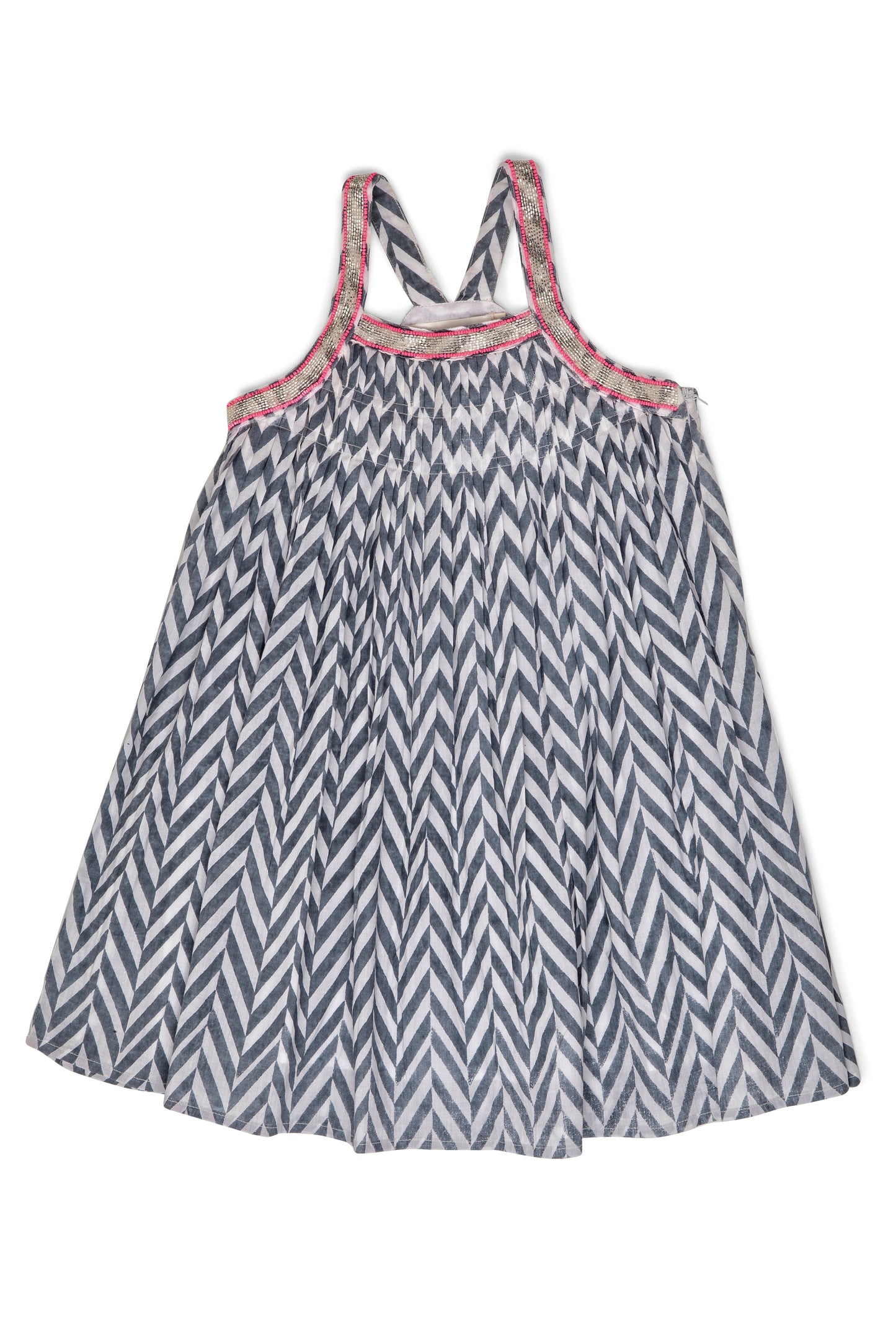 MILA DRESS - GREY CHEVRON