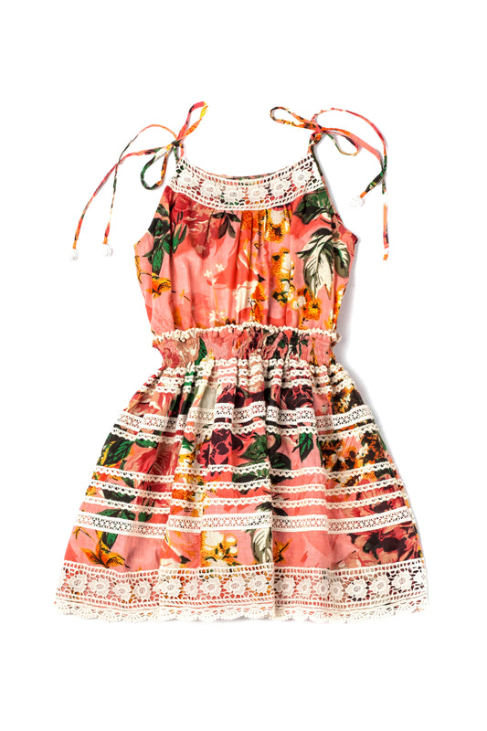 ALICE DRESS - PEACH FLORAL