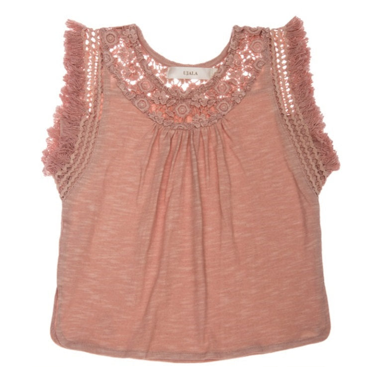 TENLEY FRINGE TOP-ROSE