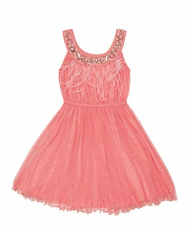 HAND EMBROIDERED CORAL DRESS
