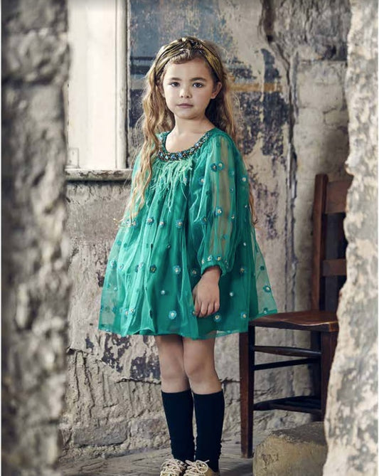 EMERALD GREEN TULLE DRESS