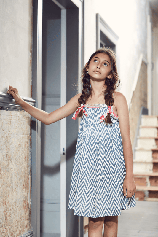 MILA DRESS - GREY CHEVRON